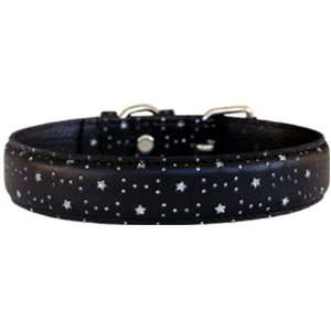    20 Black Bling Bling Star leather dog collar: Pet Supplies