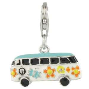  Quiges Fashion Jewels Silver Plated Charms Bus for Clip on Charm 