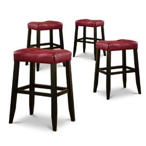   29 Red Cushion Saddle Back Black Finish Bar Stools: Furniture & Decor