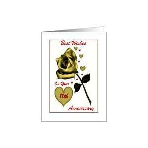  Wedding Anniversary ~ Year Specific 11th ~ Gold Rose 