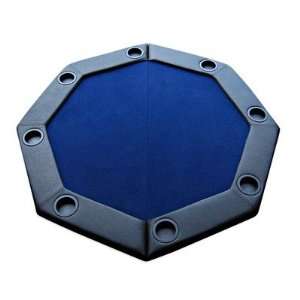    BLUE Padded Octagon Folding Poker Table Top with Cup Holders in Blue