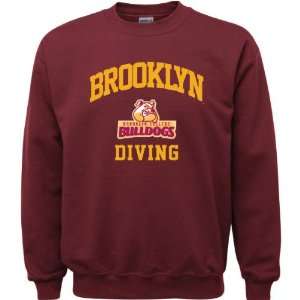 Brooklyn College Bulldogs Maroon Youth Diving Arch Crewneck Sweatshirt 