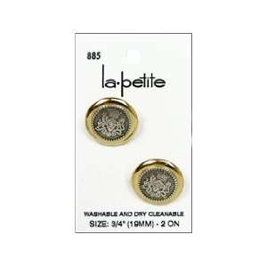   : LaPetite Buttons 3/4 Shank Gold/Silver 2pc: Arts, Crafts & Sewing