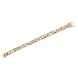 Classic 14K Gold Vermeil C.Z. Diamond Curb Link Bracelet (Nice Mother 