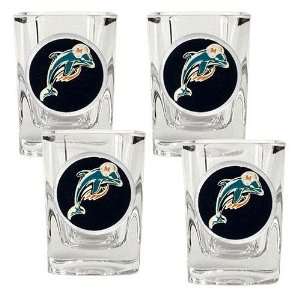  Miami Dolphins NFL 4pc Square Shot Glass Set: Kitchen 