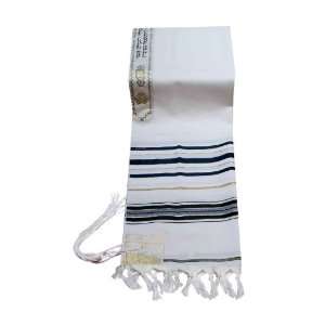 100% Wool Tallit Prayer Shawl in Black and Gold Stripes Size 47 L X 