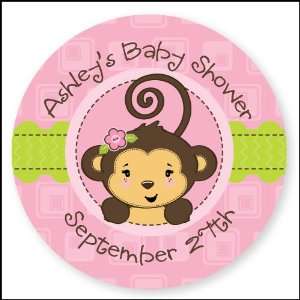   Girl   24 Round Personalized Baby Shower Sticker Labels: Toys & Games