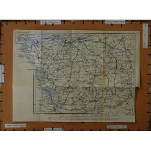  MAP 1914 FRANCE BORDEAUX BOURGES NEVERS TOURS LIMOGES 