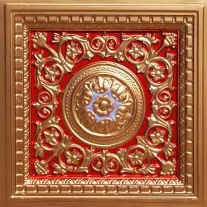   02 Faux Tin Drop In Ceiling Tiles 24x24   Red Gold