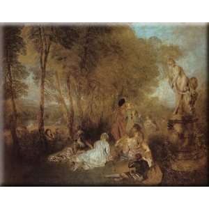   Festival of Love 16x13 Streched Canvas Art by Watteau, Jean Antoine