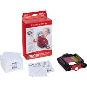  New   Evolis Badgy Kit  Thick cards, ribbon, cleaner 