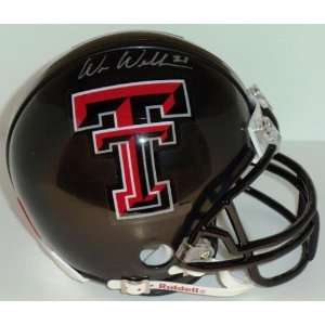  Wes Welker Signed Mini Helmet   Texas Tech   Autographed 