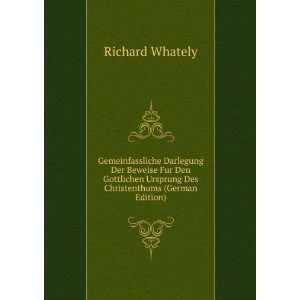   Ursprung Des Christenthums (German Edition) Richard Whately Books
