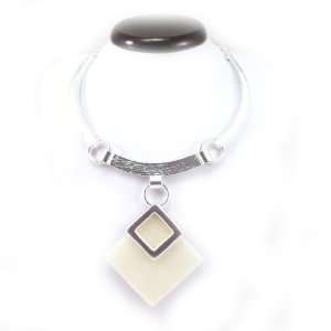  Necklace french touch Dv   Nora silver plated white 