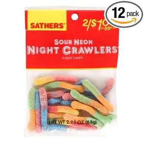 Sathers Sour Neon Crawlers, 2.25 Ounce Bags (Pack of 12)  