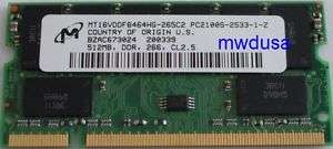 512MB DDR PC2100 Sodimm 200 pin Laptop Notebook memory  