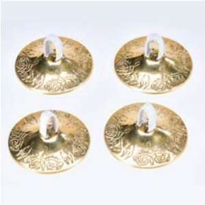  SELLY BELLY DANCER ORNATE ETCHED BRASS ZILS 4 PC SET 