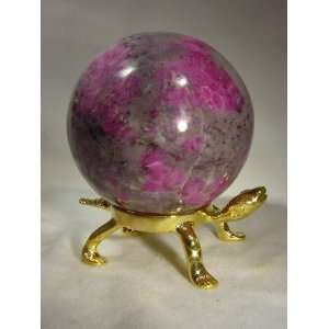  3.3 diameter natural healing ruby sphere with stand 