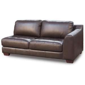   Right Facing One Armed All Leather Tufted Seat Sofa in