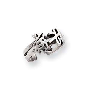  Sterling Silver Antiqued Chinese Symbol Toe Ring Jewelry