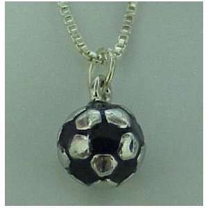  Soccer Ball Chain Necklace   Black 