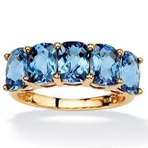 PalmBeach Jewelry 18k Gold over Sterling Silver Oval Cut London Blue 