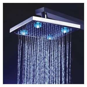  Inch Chrome Brass Shower Head With 4 LED Lights