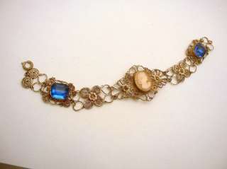 Victorian Shell Cameo Necklace Bracelet Set Book Piece  