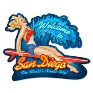  San Diego Surf Girl Vintage Metal Sign Pin Up
