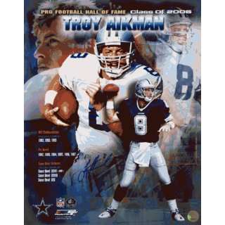  Autographed Troy Aikman Picture   HOF COLLAGE16x20 Sports 