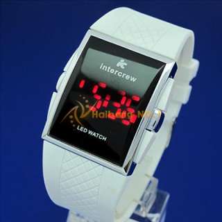OHSEN Digital LED Date White Rubber Band Waterproof Mens Womens 