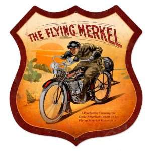  Flying Merkel Motorcycle Shield Metal Sign   Victory 