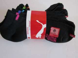 New 6 pairs Puma Black womens running socks no show 9 11  