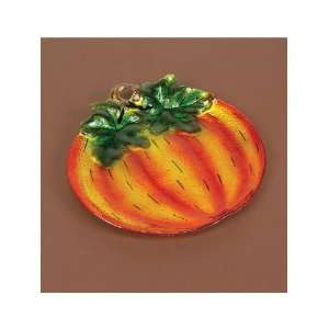   of 3 Fall Thanksgiving Decorative Pumpkin Glass Serving Plates 12
