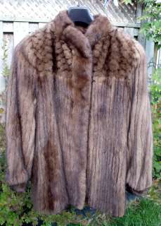 BROWN MINK FUR JACKET, size S/M, genuine real fur and leather  