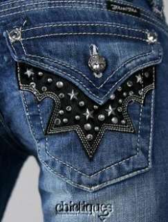 Miss Me Jeans Midnight Rocker Cowgirl Denim Boot Cut JW6064B Sz 25 