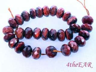 TIGERS EYE Red Rondelle Faceted 10x6mm Beads 1/2 Strand  