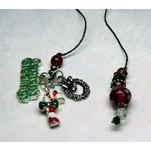   Greetings Candy Cane Beaded Bookmark by Amy McNeil