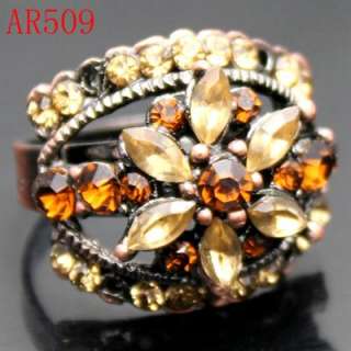 Pretty Brown Crystal Adjustable Ring AR509  