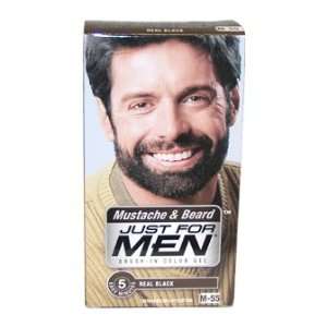 Brush In Color Gel Mustache & Beard Real Black # M Just For Men 3 Pc 