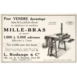  1926 Ad Rodange 150 Rue Roquette Paris Printing Press 