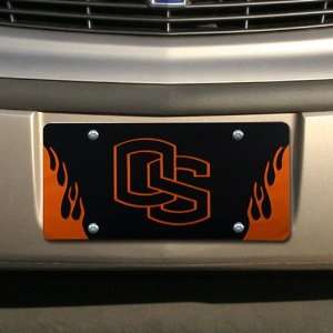  Oregon State Beavers Black Mirrored Flame License Plate 