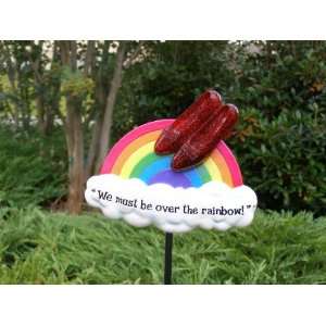  wizard of Oz over the rainbow ruby slipper garden stake 