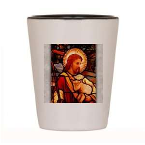   Shot Glass White and Black of Jesus Christ with Lamb 
