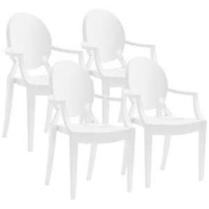  Set of 4 Zuo Anime White Dining Chairs: Home & Kitchen