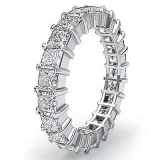 4c Princess New Diamond Wedding Ring Eternity Band 14k White Gold sz7 