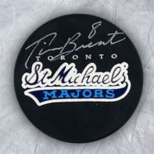  TIM BRENT St. Mikes Majors SIGNED Hockey Puck Sports 