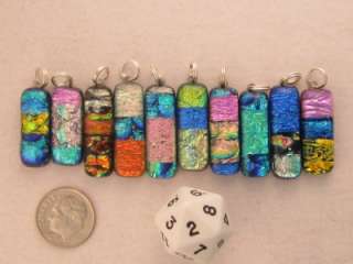 TY HANDCRAFTED FUSED DICHROIC GLASS ARTISTIC PENDANT/FOCAL BEAD LOT(10 