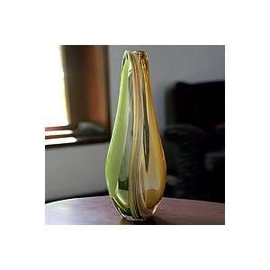  NOVICA Murano handblown vase, Jade and Amber Power