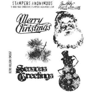  Tim Holtz Cling Rubber Stamp Set   Retro Holiday Arts 